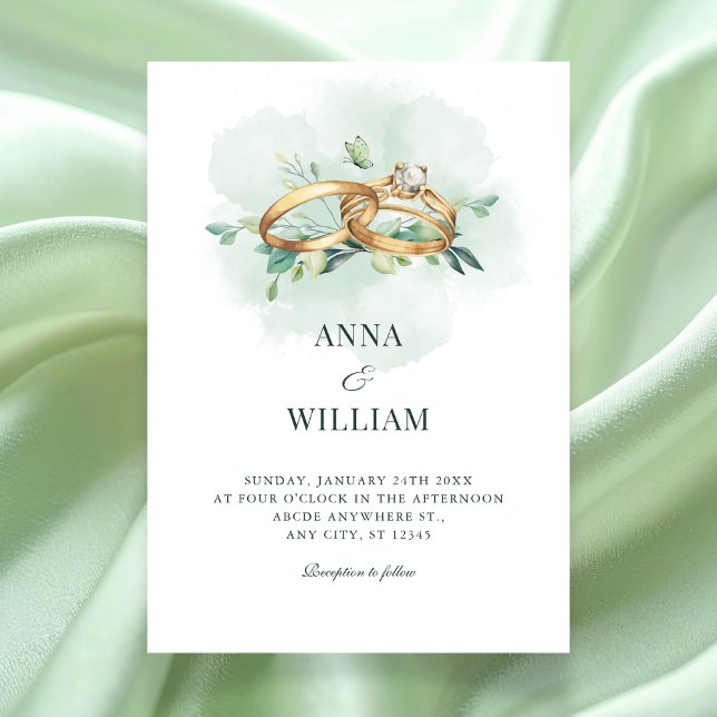 Invitación Minimalist green wedding ring  (Subido por el creador)