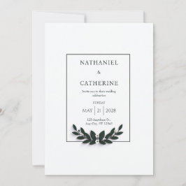 Invitación Minimalist Green Wreath Wedding