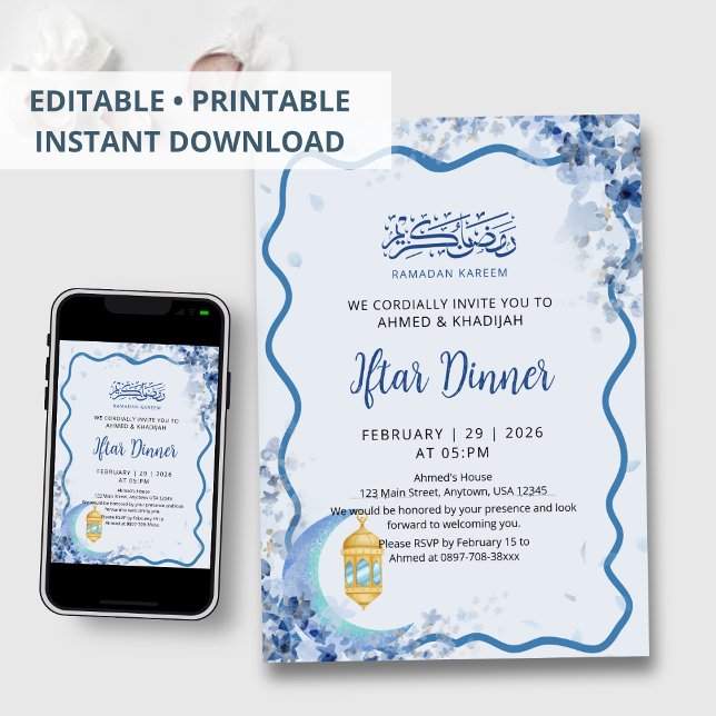 Invitación Minimalist Greenery Moon Ramadan Iftar Invitation (Subido por el creador)