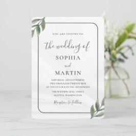 Invitación Minimalist Greenery Watercolor Eucalyptus Elegant 
