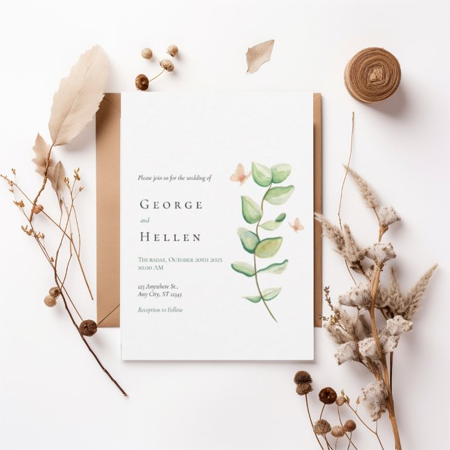Invitación Minimalist Greenery Wedding Invitation (Subido por el creador)