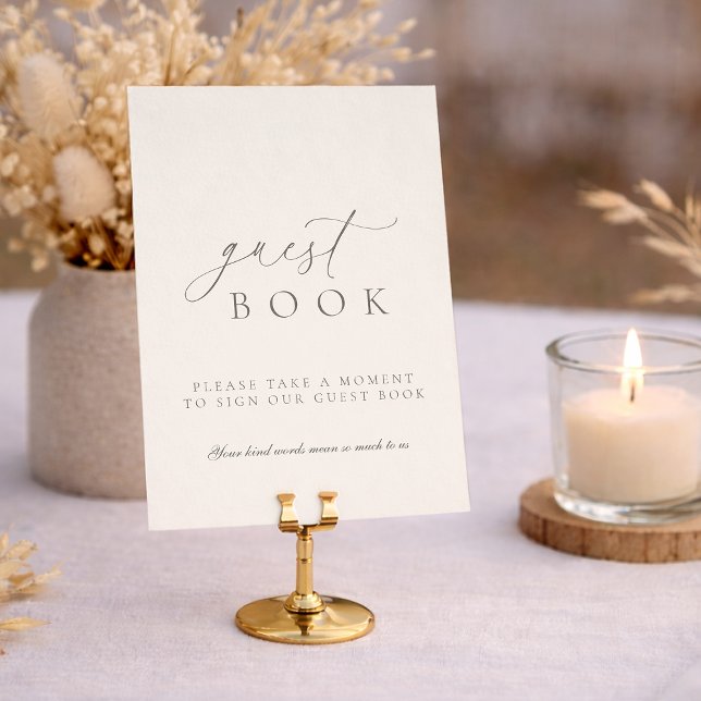 Invitación Minimalist Guest Book Wedding Sign in Soft Neutral (Subido por el creador)