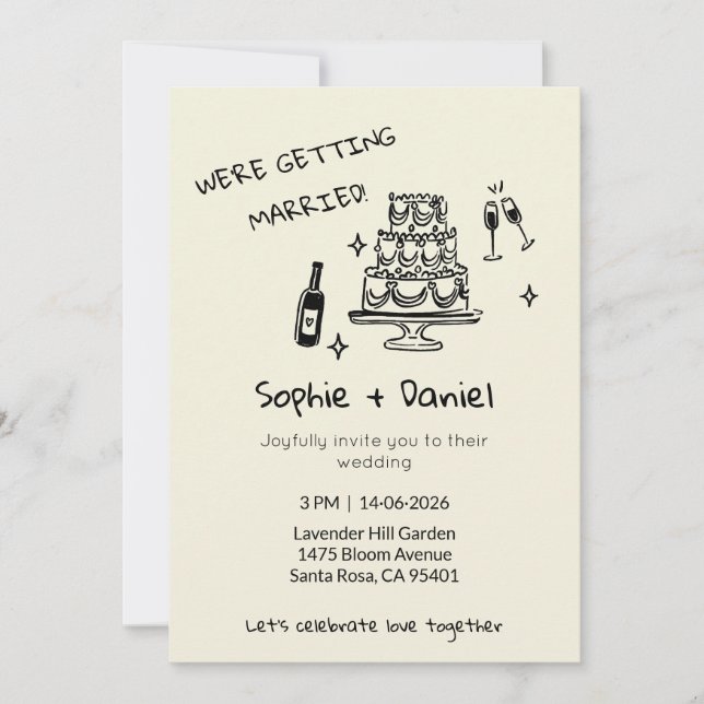 Invitación Minimalist Hand-Drawn (Anverso)