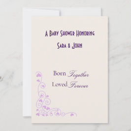 Invitación Minimalist Hearts Twin Love Baby Shower