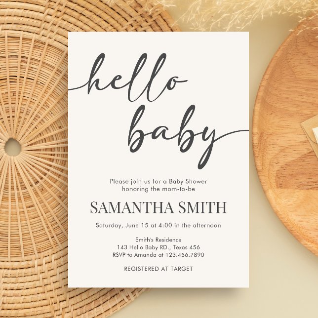 Invitación Minimalist Hello Baby Baby Shower (Hello Baby Baby Shower Invitation)