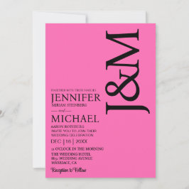 Invitación Minimalist Hot PInk Magenta QR Code Wedding