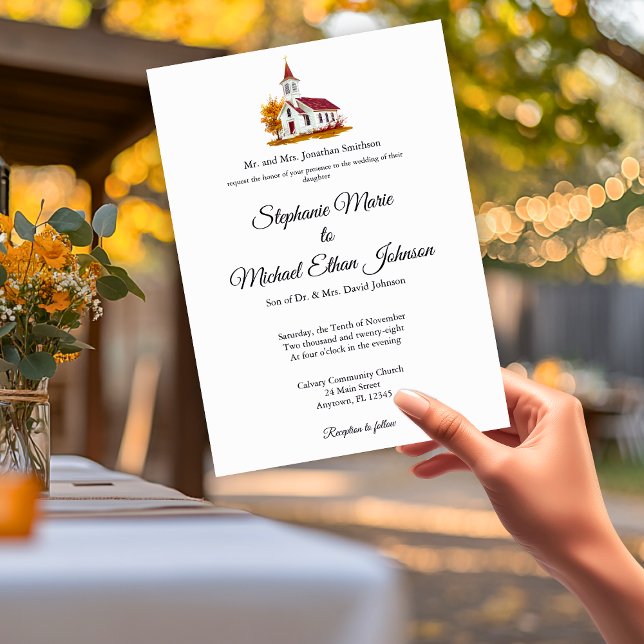 Invitación Minimalist Illustration Formal Church Wedding (Minimalist Illustration Formal Church Wedding Invitation)