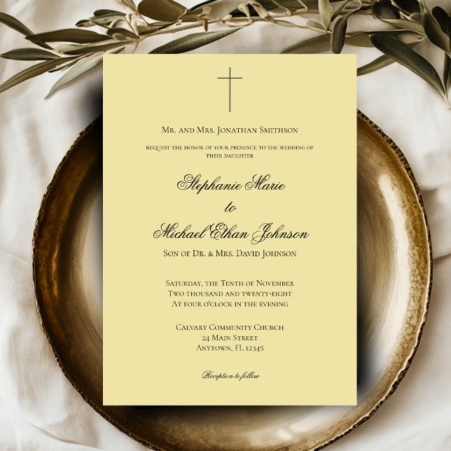 Invitación MINIMALIST Island Citrus Cross Formal Wedding (MINIMALIST Island Citrus Cross Formal Wedding Invitation)