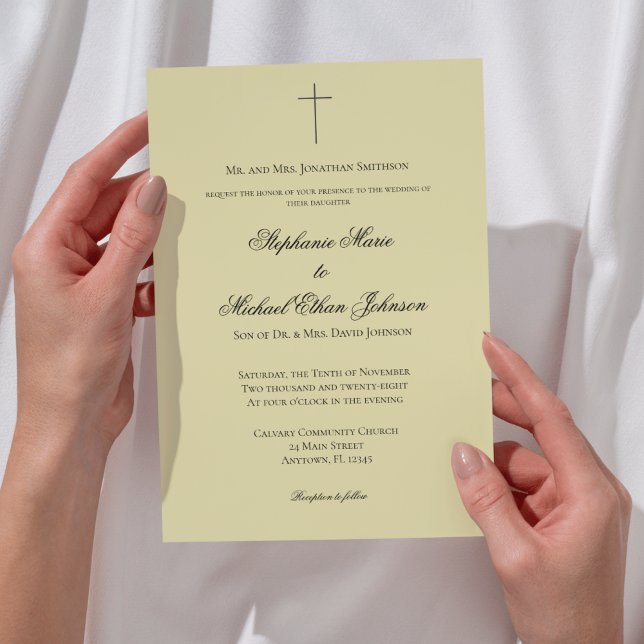 Invitación MINIMALIST Island Citrus Cross Formal Wedding (MINIMALIST Island Citrus Cross Formal Wedding Invitation)
