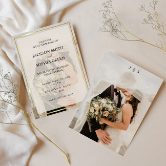 Invitación Minimalist Ivory & Gold Border Wedding