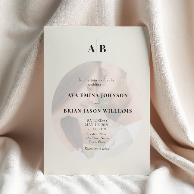 Invitación Minimalist Ivory Photo Editorial Wedding (Subido por el creador)