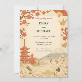 Invitación Minimalist Japanese Cherry Blossom Wedding