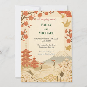 Invitación Minimalist Japanese Cherry Blossom Wedding
