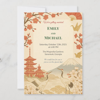 Invitación Minimalist Japanese Cherry Blossom Wedding