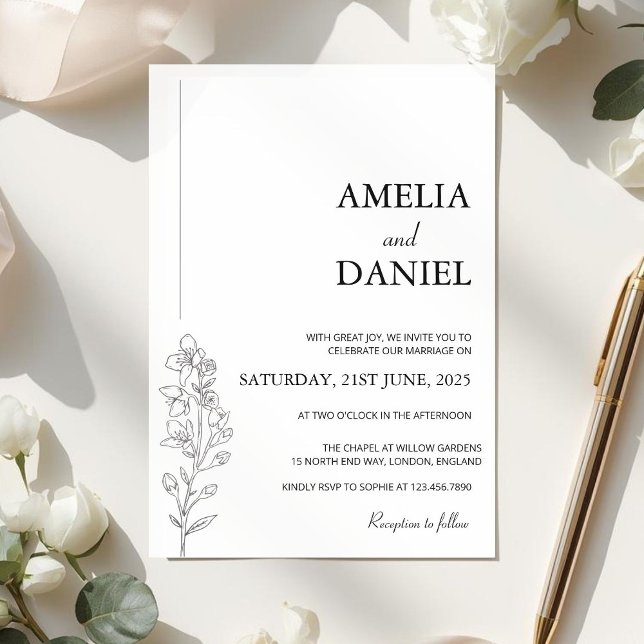 Invitación Minimalist Larkspur Floral Wedding Invitation (Subido por el creador)