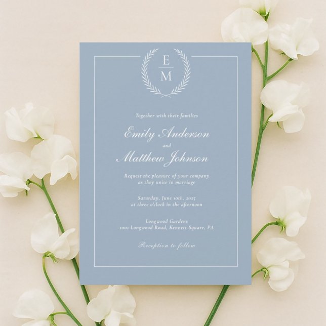 Invitación Minimalist Light Blue Wedding Invitation (Subido por el creador)