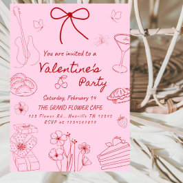 Invitación Minimalist Line Art Valentine’s Day Party
