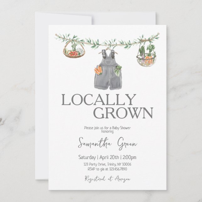 Invitación Minimalist Locally Grown Baby Shower (Anverso)