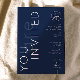 Invitación Minimalist Logo Navy Gala Dinner Business Event