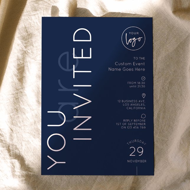 Invitación Minimalist Logo Navy Gala Dinner Business Event (Subido por el creador)
