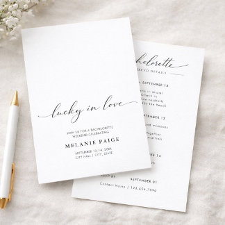 Invitación Minimalist Lucky In Love Bachelorette Weekend