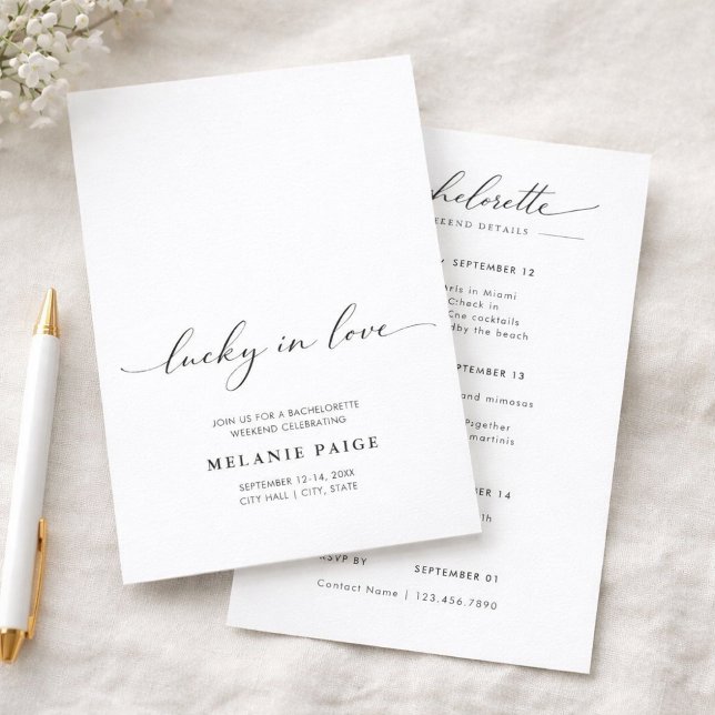 Invitación Minimalist Lucky In Love Bachelorette Weekend (Subido por el creador)