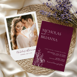 Invitación Minimalist Luxury Burgundy Wedding