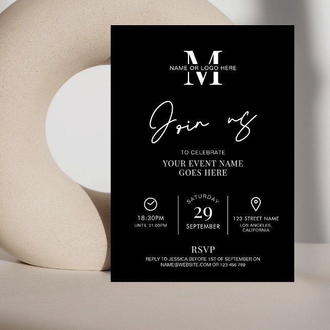 Invitación Minimalist Modern Black Conference Business Event (Subido por el creador)