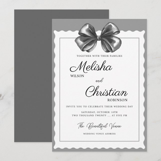 Invitación Minimalist Modern Calligraphy Wedding Invitation (Anverso / Reverso)