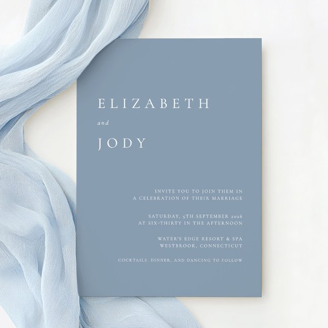 Invitación Minimalist Modern Elegant Dusty Blue Wedding  (Subido por el creador)