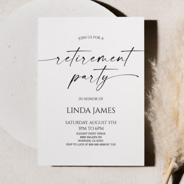 Invitación Minimalist Modern Elegant Retirement Party (Subido por el creador)