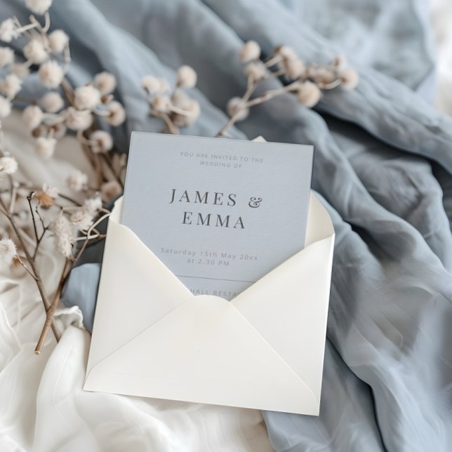 Invitación Minimalist Modern Wedding Dusky Blue (Subido por el creador)