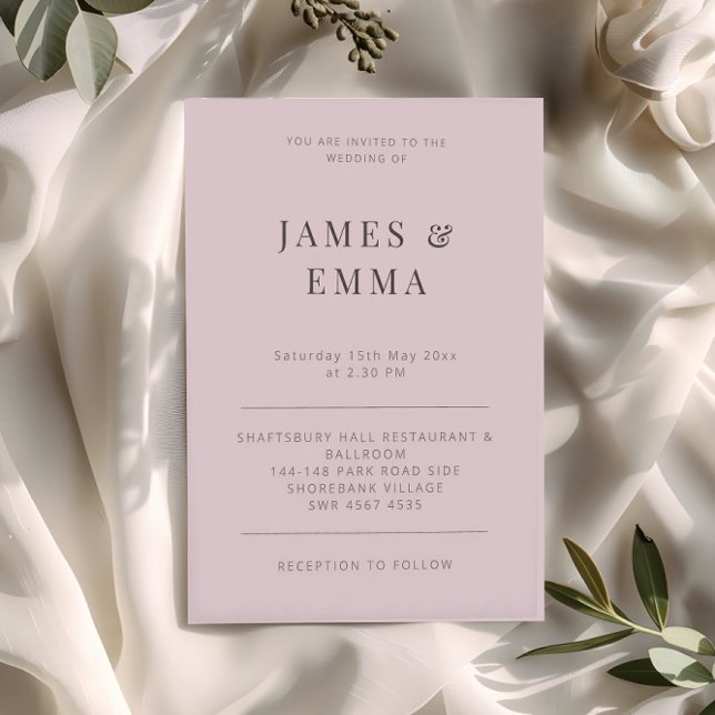 Invitación Minimalist Modern Wedding Dusky Rose (Subido por el creador)