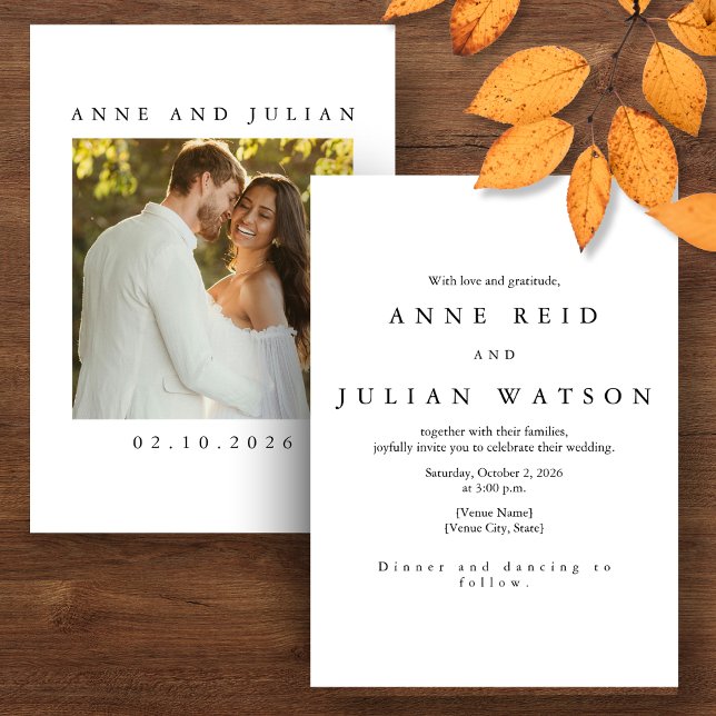 Invitación Minimalist Modern Wedding Invitation with a photo (Subido por el creador)