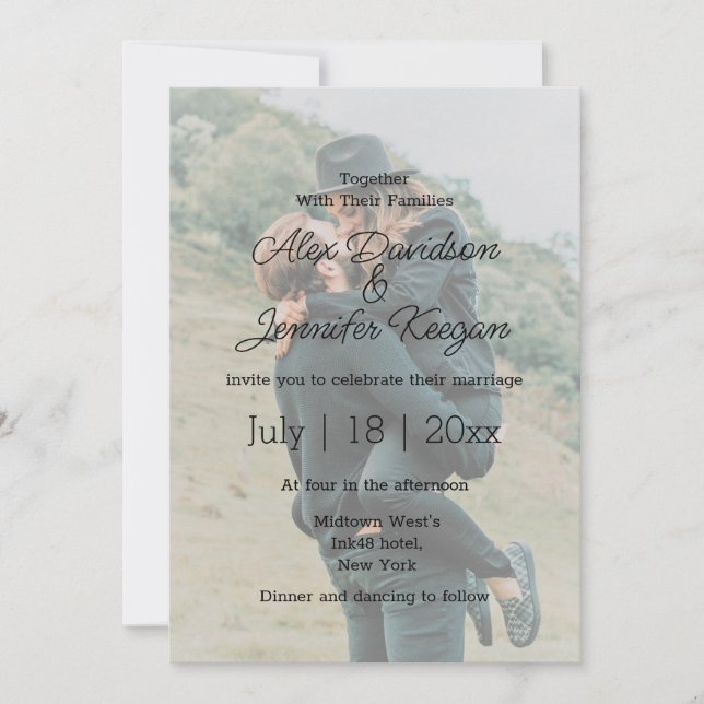 Invitación minimalist modern wedding  photo overlay (Anverso)