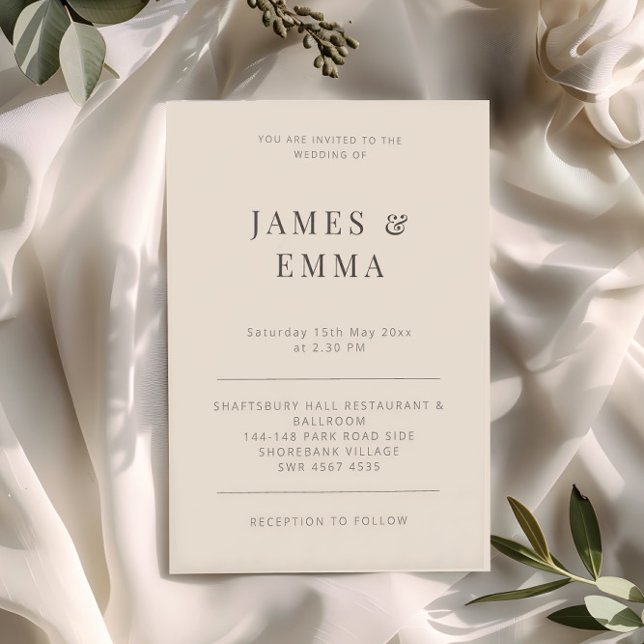 Invitación Minimalist Modern Wedding Soft Latte (Subido por el creador)