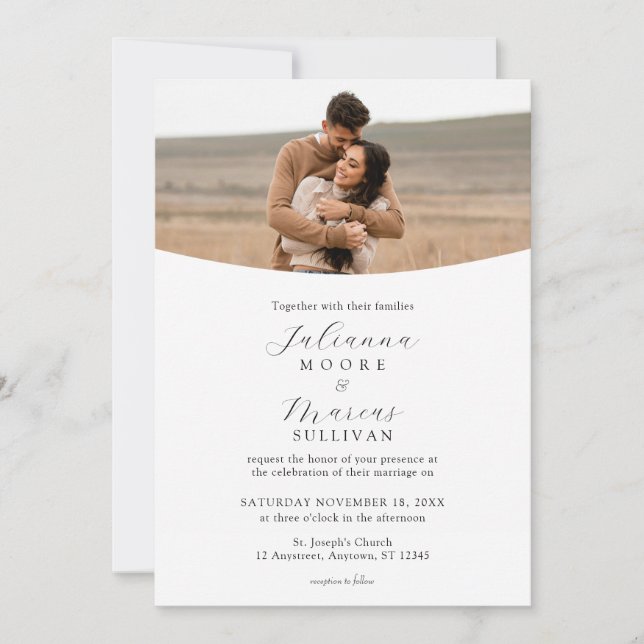 Invitación Minimalist Modern White Photo Wedding (Anverso)