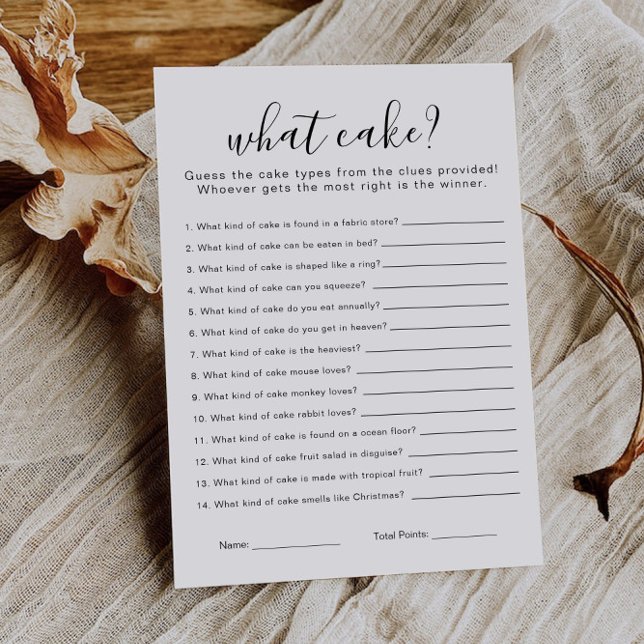 Invitación Minimalist Name That Cake Bridal Shower Game  (Minimalist Name That Cake Bridal Shower Game Invitation)