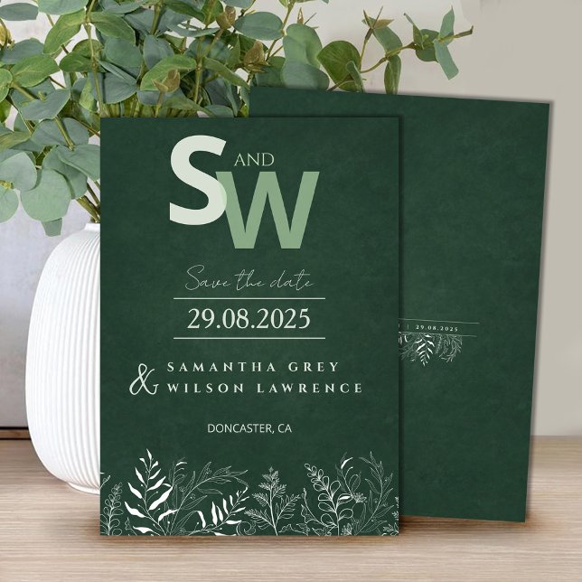 Invitación Minimalist Nature-inspired Leafy Save the Date (Subido por el creador)