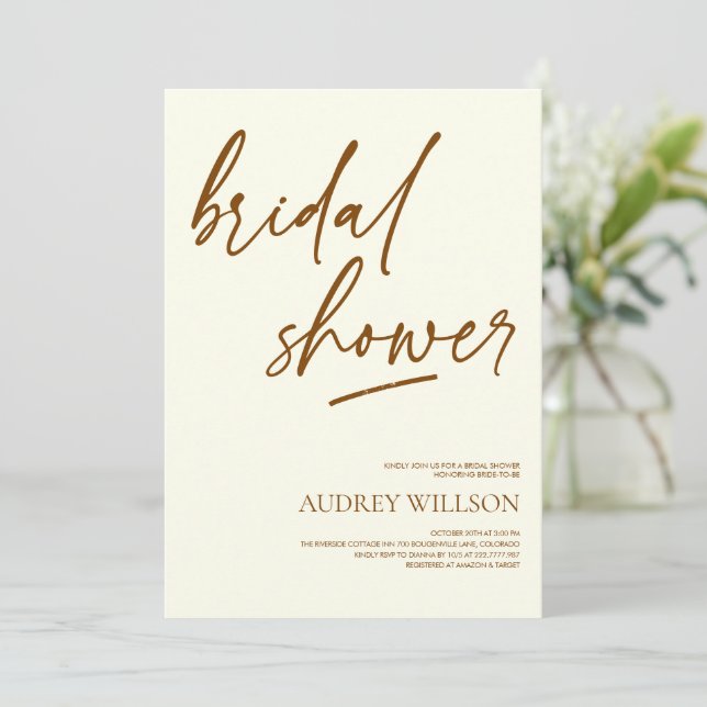 Invitación Minimalist Neutral Bridal Shower Invitation (Anverso de pie)
