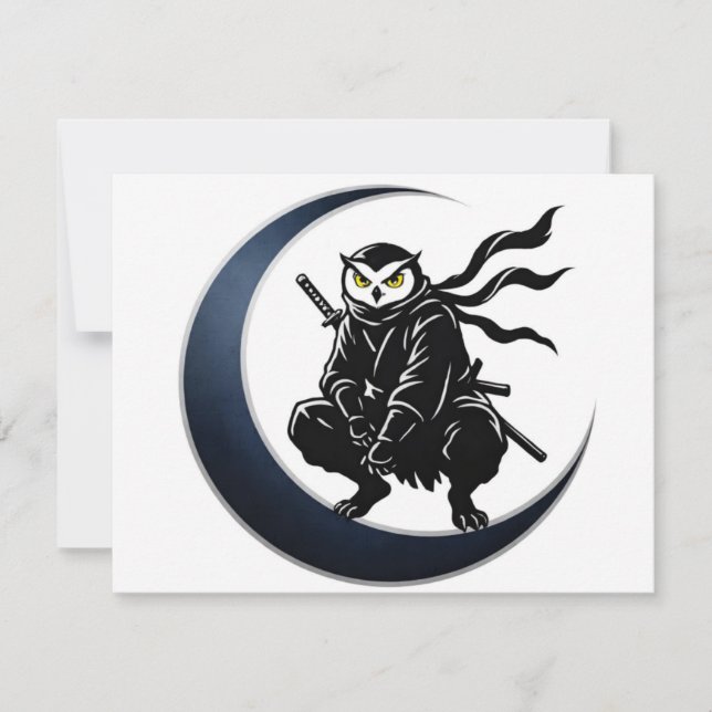 Invitación Minimalist Ninja Owl Post Card (Anverso)