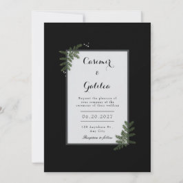 Invitación Minimalist Nordic Fern Berry Wedding