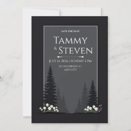 Invitación Minimalist Nordic Forest Silhouette Wedding