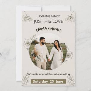 Invitación Minimalist Olive Green & Cream Wedding Invitation