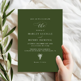 Invitación Minimalist Olive Green Simple Chic Wedding