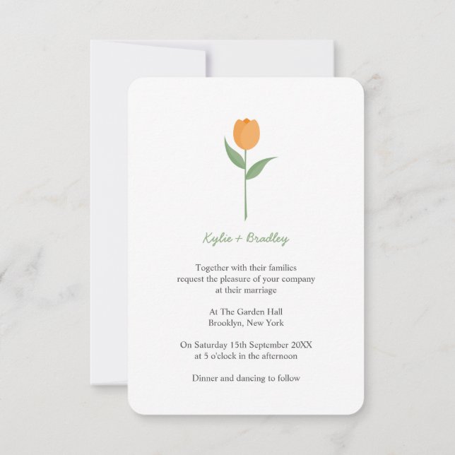 Invitación Minimalist Orange Tulip (Reverso)
