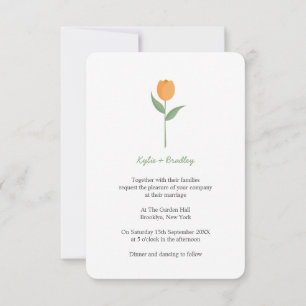 Invitación Minimalist Orange Tulip
