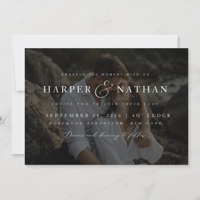 Invitación Minimalist Overlay Photo QR Code Wedding (Anverso)