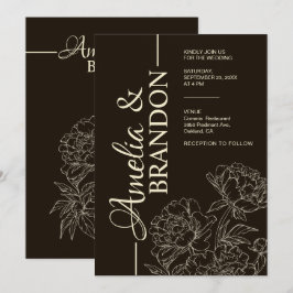 Invitación Minimalist Peony Wedding Invitation Elegant