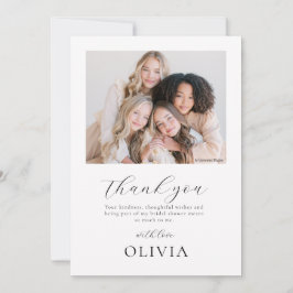 Invitación Minimalist Photo Bridal Shower Thank You Card